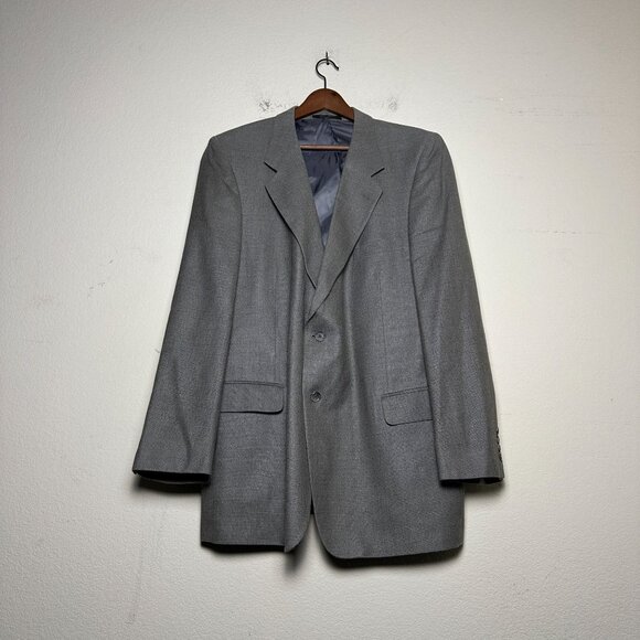 VTG Versini Blazer Coat Jacket Men 48L Grey Formal Silk Wool Prep Minimal Office - Picture 1 of 16
